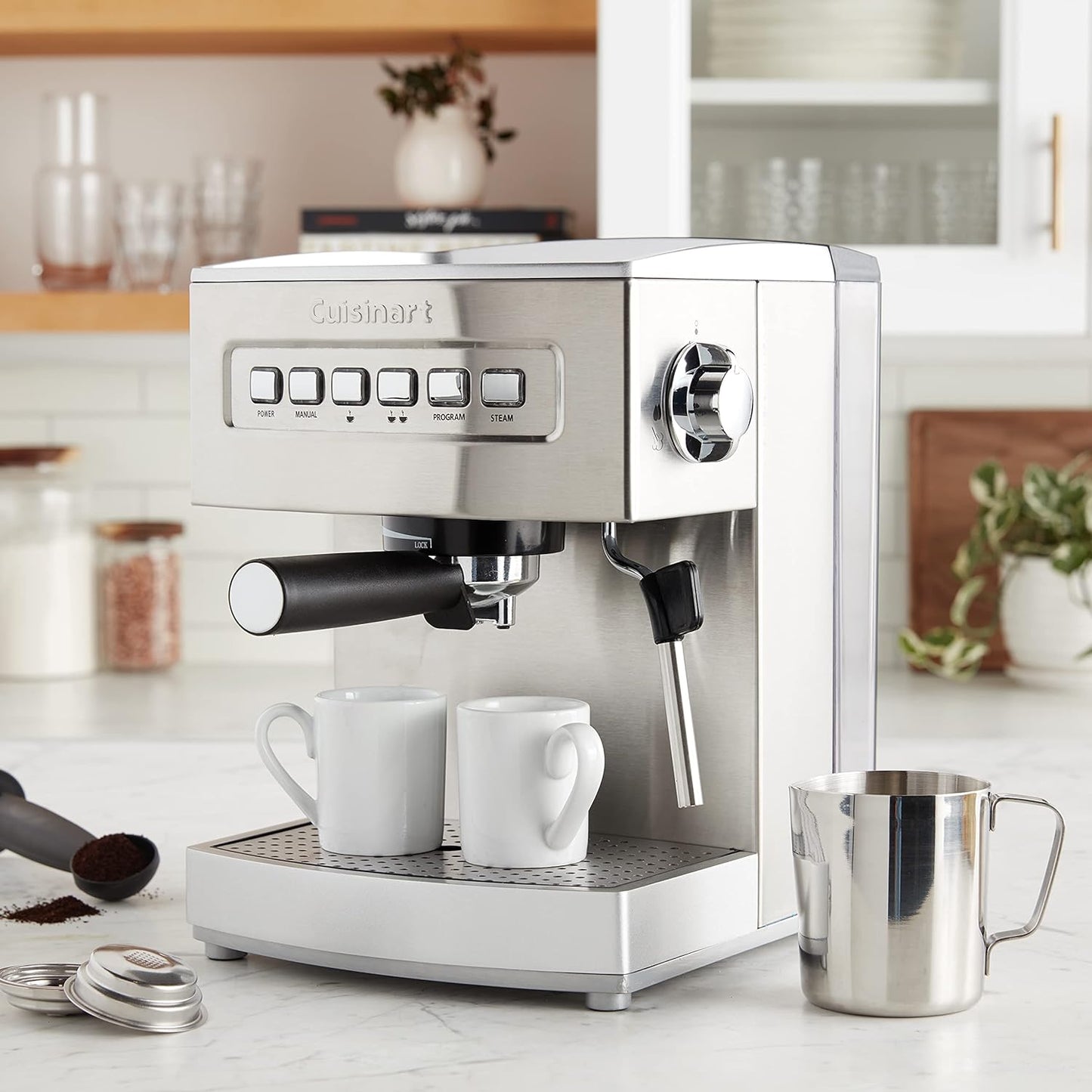 Espresso machine, programmable espresso maker, 15-bar espresso machine, stainless steel coffee maker, cappuccino machine, latte maker