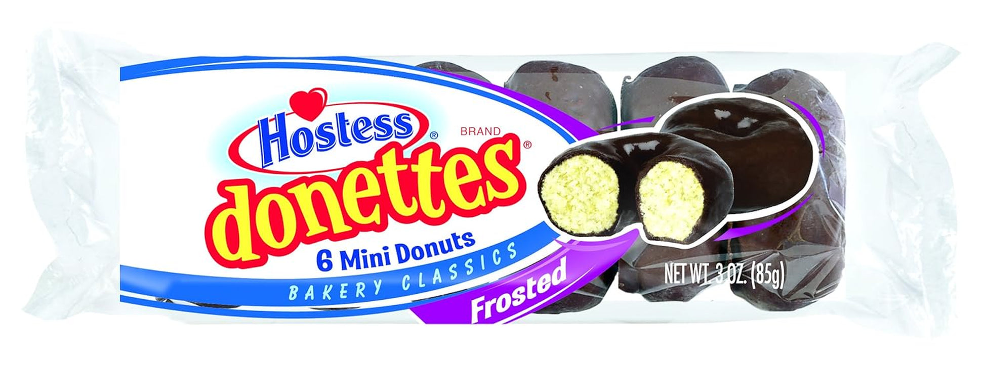 Donettes Mini Donuts, frosted mini donuts, Hostess Donettes, snack donuts, 3 ounce mini donuts pack, chocolate frosted donuts