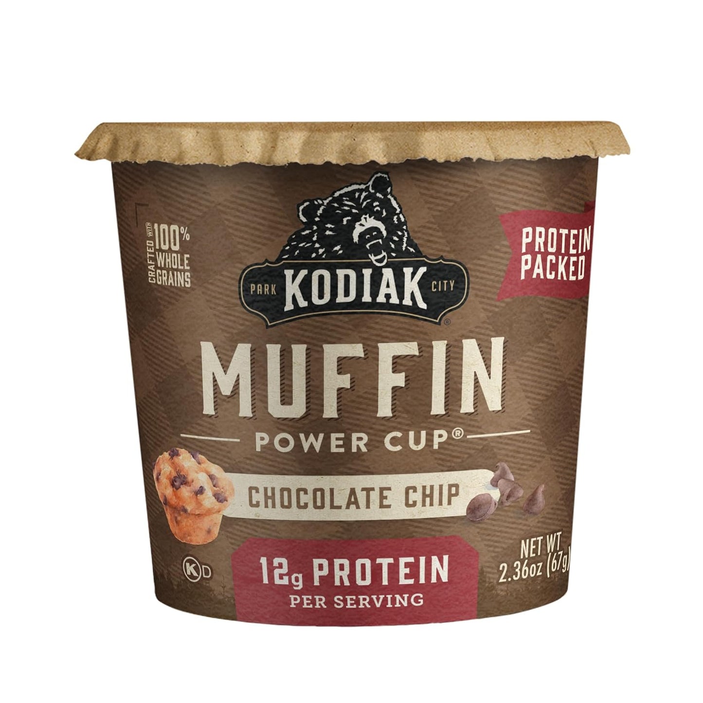 Kodiak Cakes Chocolate Chip Minute Muffins, High Protein Snack, Ready in One Minute, Non-GMO Ingredients, Whole Grain Muffins, Pack of 12