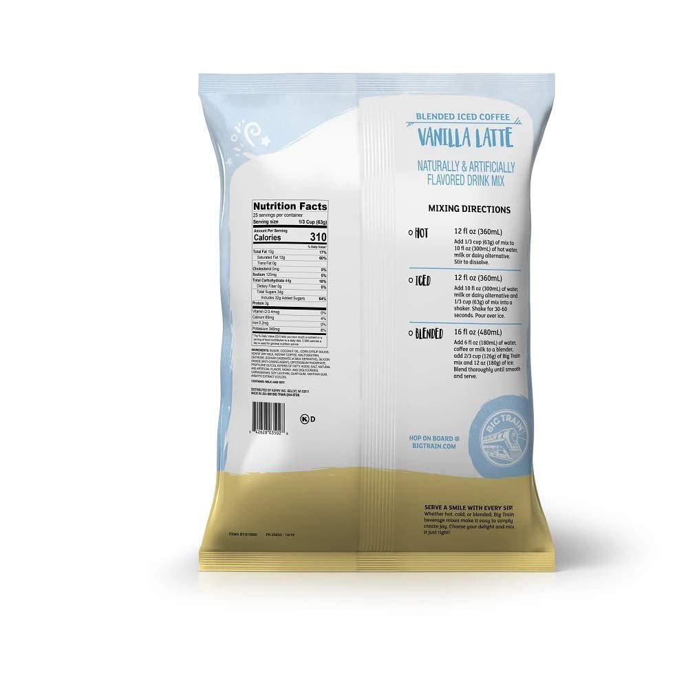  Blended Ice Coffee Iced Coffee Mix Vanilla Latte 3.5 Lb Bulk Bag - Single Bag