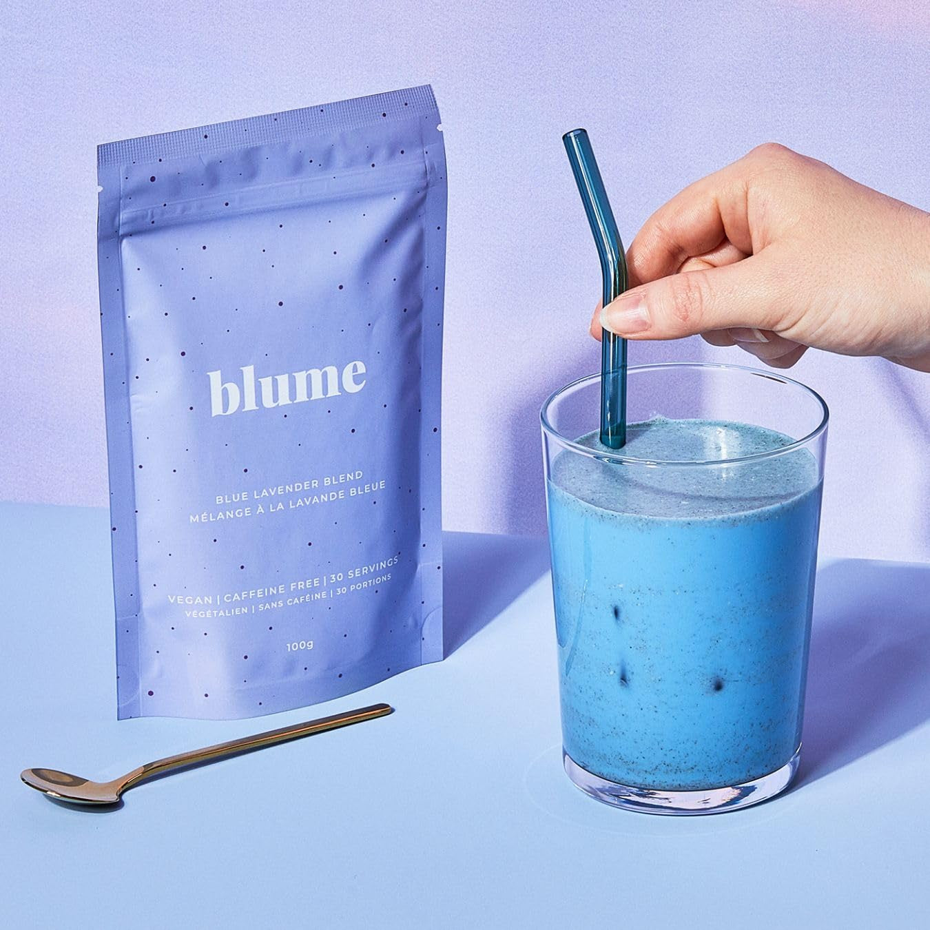 Blue Lavender Latte, Calming Lavender Drink, Lavender Milk Tea, Blue Spirulina Latte, Coconut Milk Drink, Sleep Support Latte, Plant-Based Lavender Drink