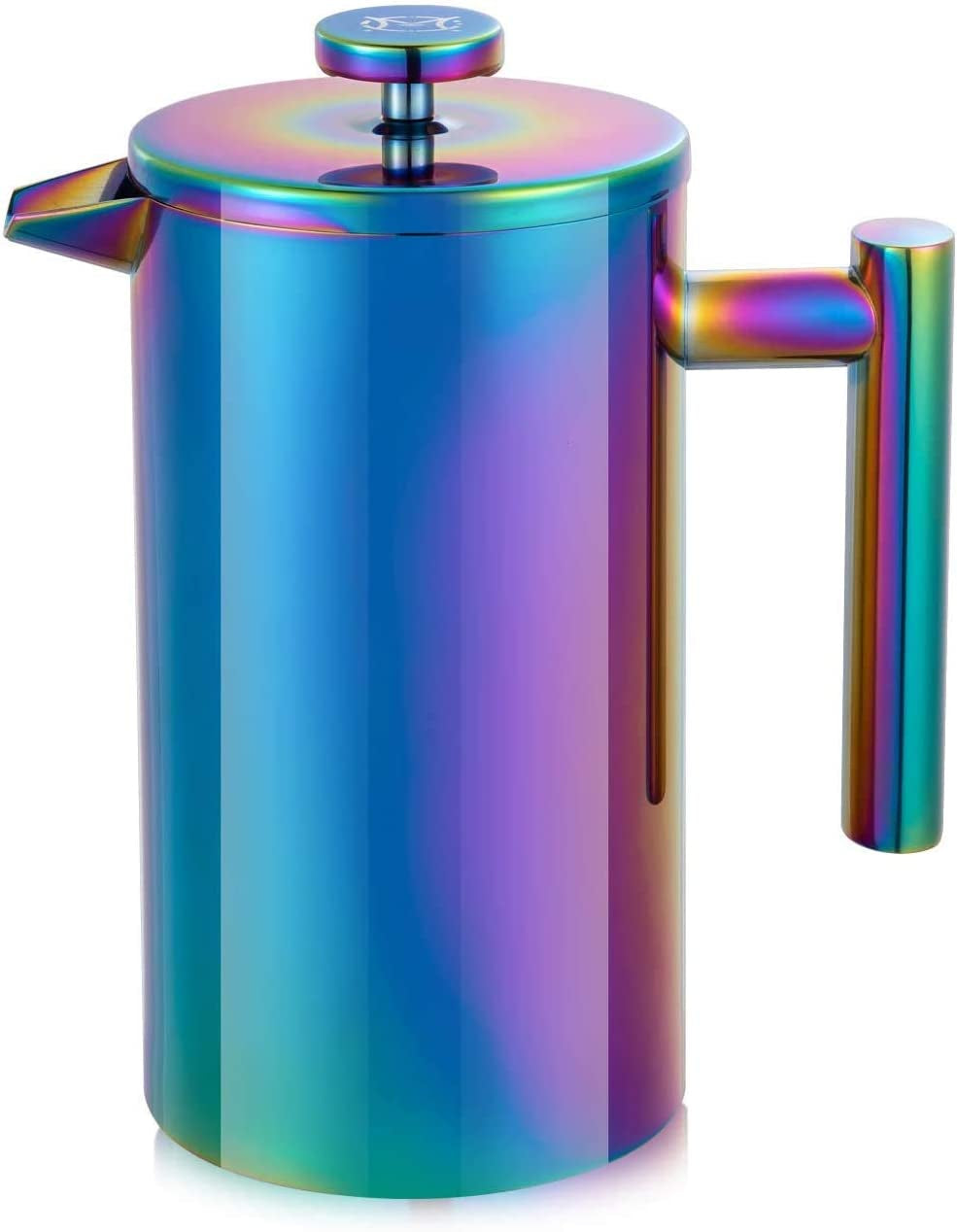 Rainbow Stainless Steel French Press Coffee Maker, Double Walled Coffee Press, 34 Oz French Press, Durable French Press with 3-Layer Filter, Large Capacity Coffee Press