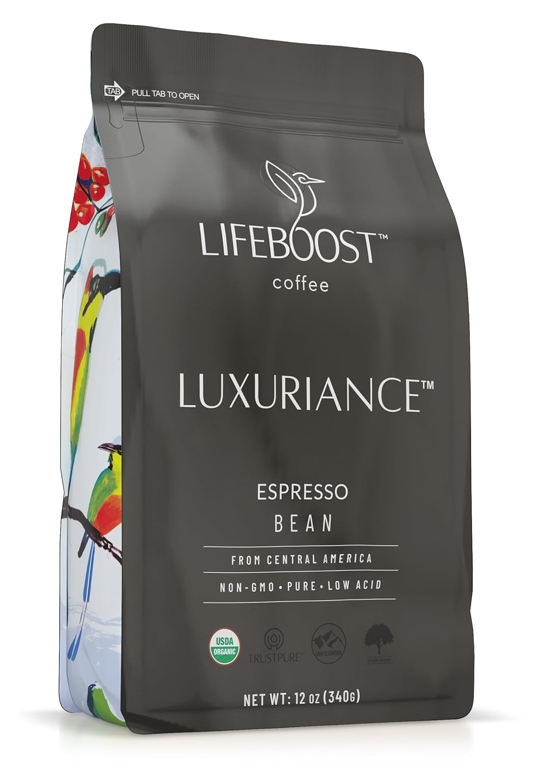 Organic Espresso Beans, Low Acid Coffee, Single Origin Coffee, Non-GMO Espresso Coffee, Whole Bean Coffee, 12oz Espresso Beans