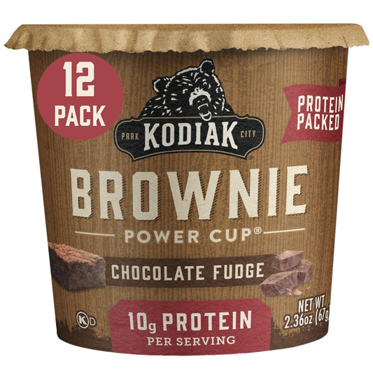 Kodiak Cakes Chocolate Fudge Brownie in a Cup, High Protein Brownie, Ready in One Minute, Non-GMO Ingredients, Whole Grain Brownie, Pack of 12