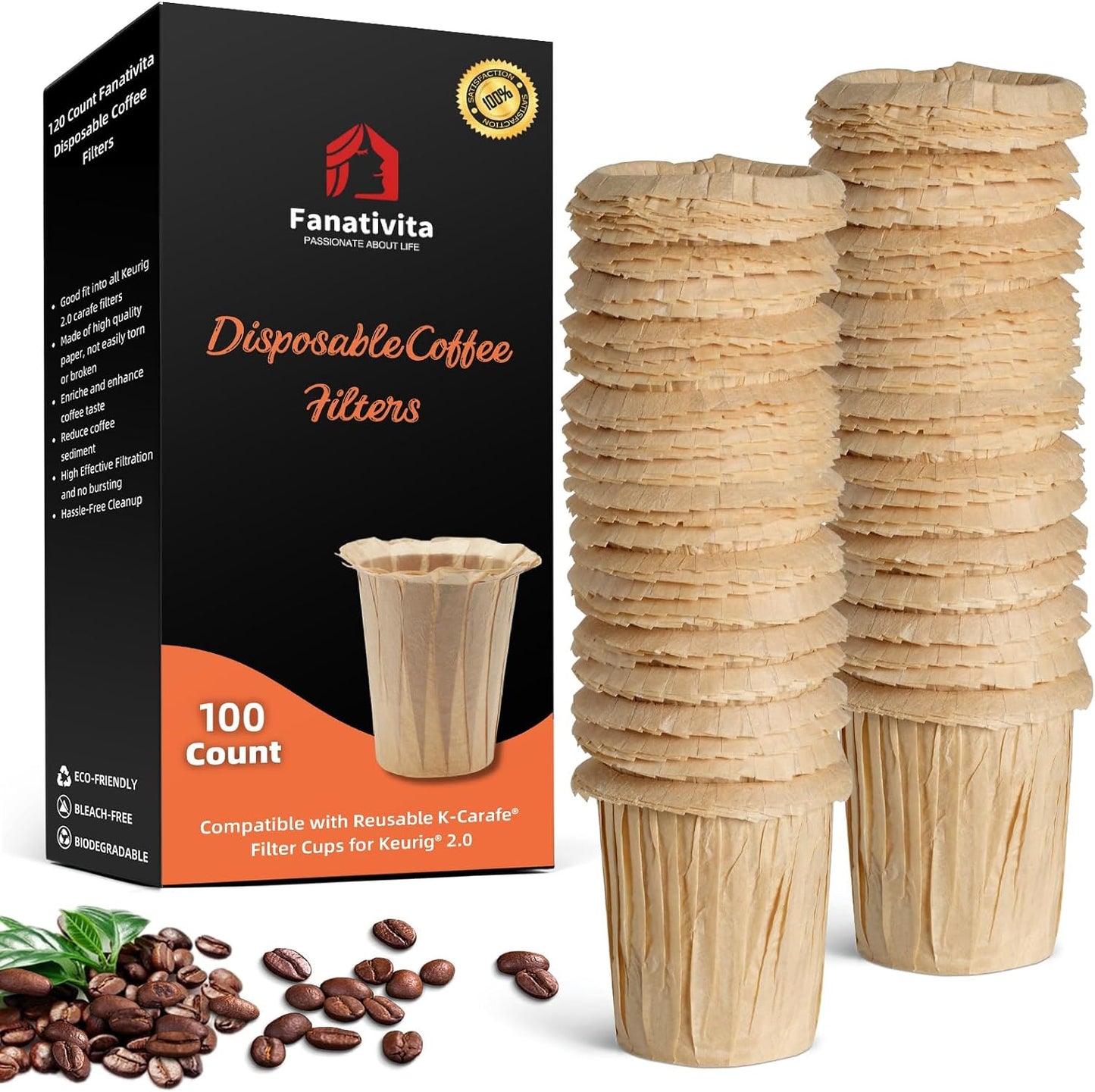 Disposable coffee filters for K-Carafe, unbleached coffee filters, single-use coffee filters, eco-friendly coffee filters, compatible with Keurig 2.0, biodegradable coffee filters, compostable coffee filters, German-imported coffee filters, hassle-free coffee cleanup, customizable coffee brewing