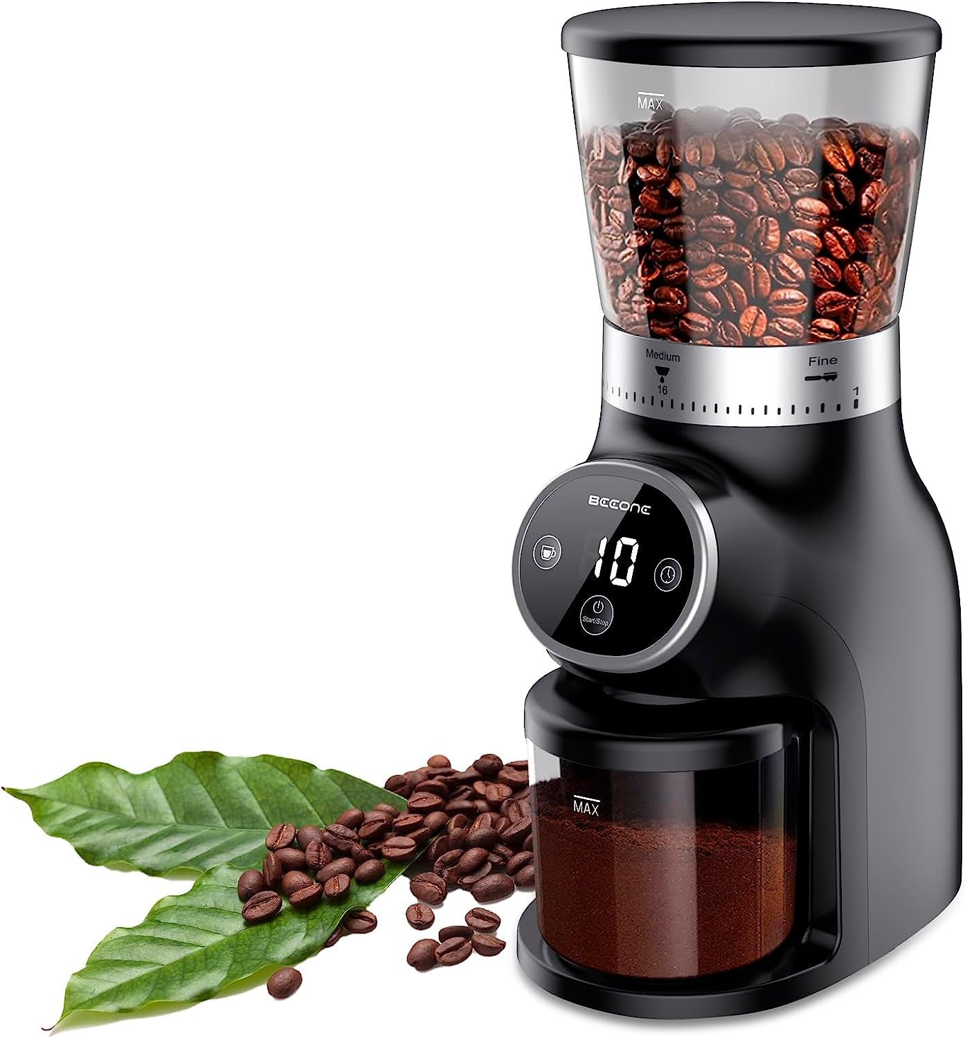 Beeone Conical Burr Coffee Grinder, Digital Control Coffee Grinder, Stainless Steel Burr Grinder, Espresso Coffee Grinder, Adjustable Coffee Grinder, Low-Speed Coffee Grinder, Easy to Clean Coffee Grinder, Coffee Grinder with 31 Settings, Durable Coffee Grinder, Premium Coffee Grinder