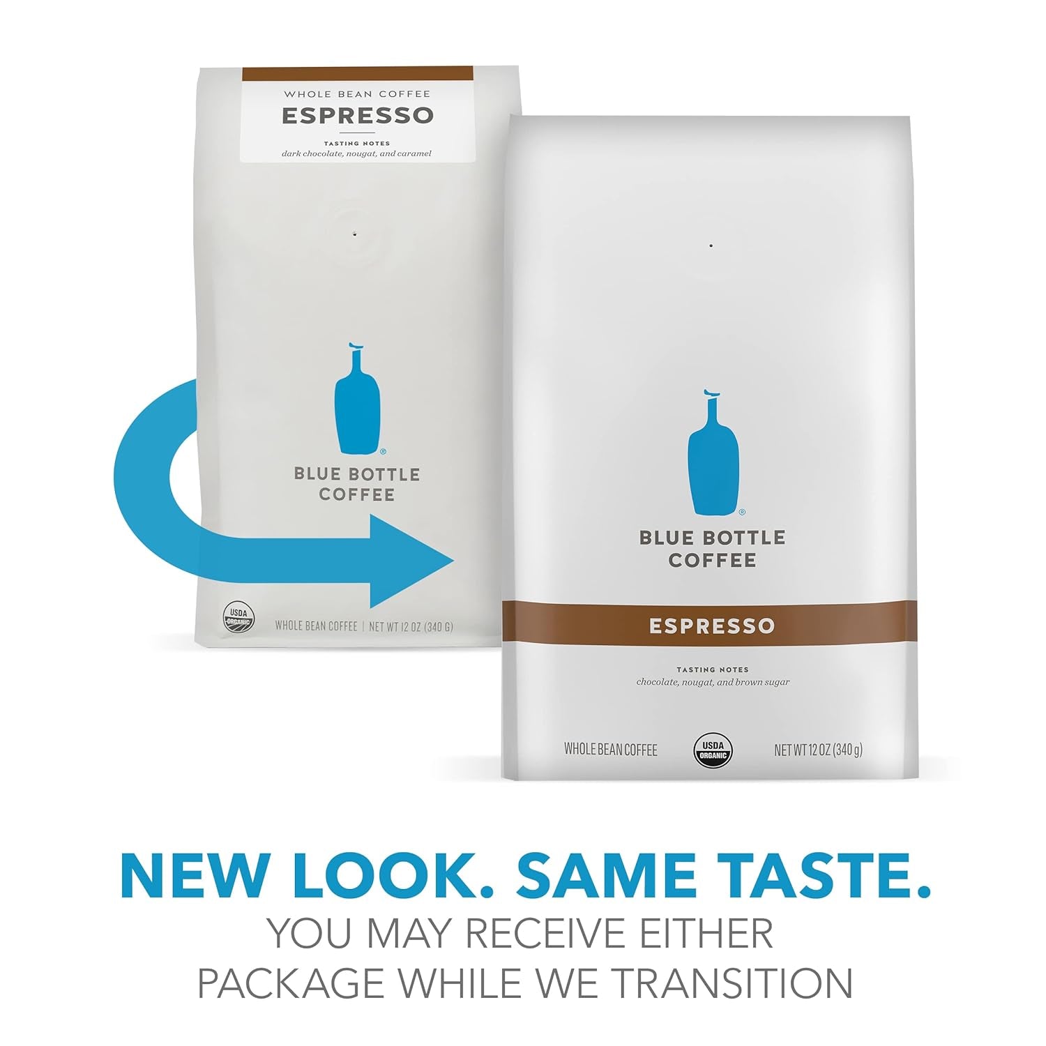 Blue Bottle whole bean organic espresso coffee, dark roast coffee beans, 12 oz coffee bag, rich espresso blend, organic whole bean coffee, specialty espresso coffee, chocolatey espresso flavor, Blue Bottle Coffee dark roast