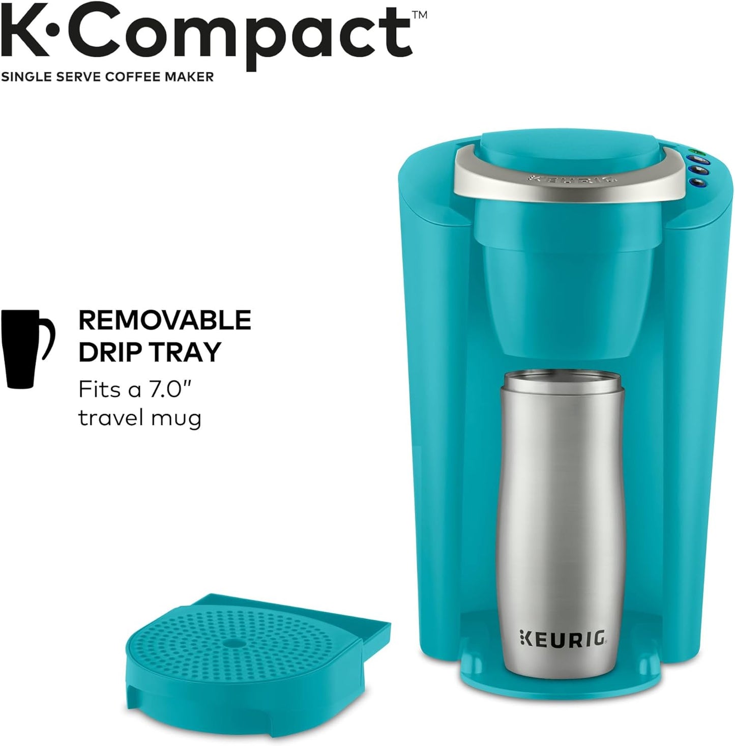  K-Compact Coffee Maker, Single Serve K-Cup Pod Brewer, Turquoise, Compact Coffee Maker, Keurig K-Compact, Single Serve Coffee Brewer