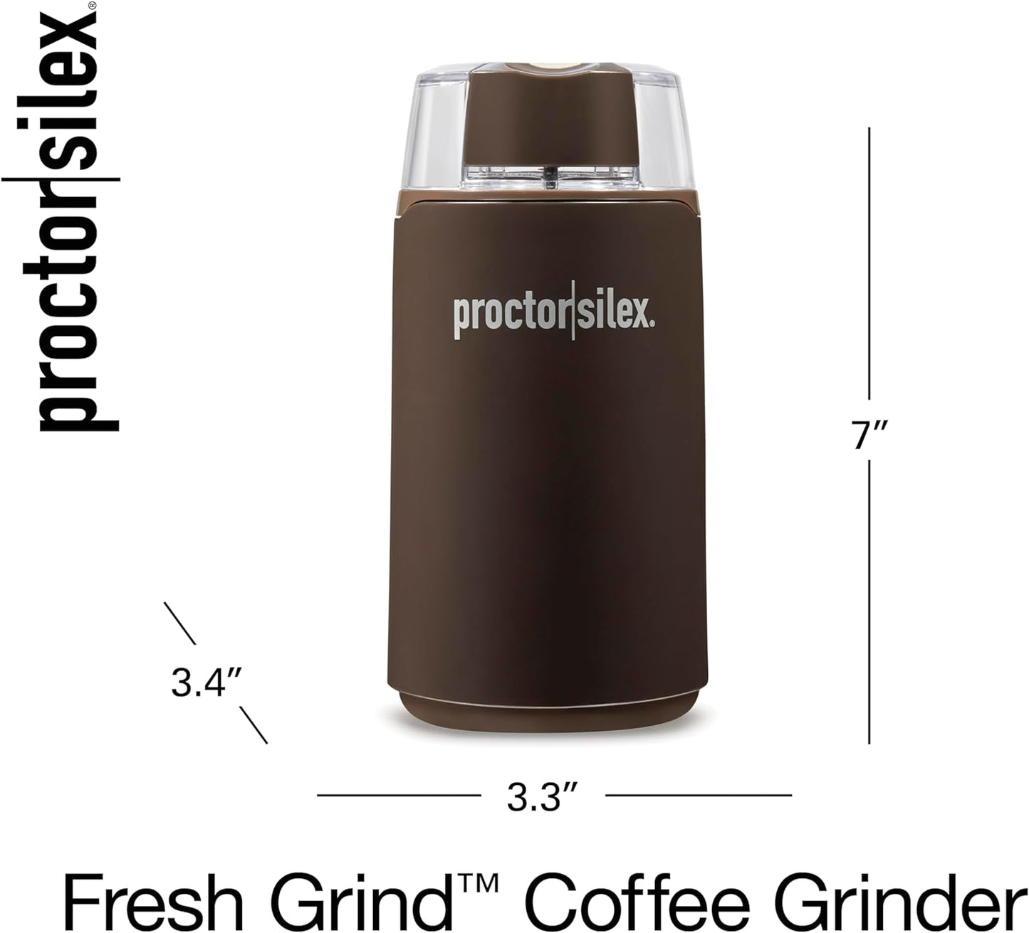 Electric coffee grinder for beans and spices, stainless steel blade coffee grinder, 12-cup coffee grinder, brown coffee grinder, Proctor Silex Fresh Grind coffee grinder, versatile kitchen grinder, durable coffee grinder, easy-to-use coffee grinder