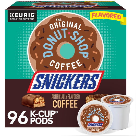 Snickers Coffee K-Cup Pods, Light Roast, 72 Count (6 Packs of 12), The Original Donut Shop Coffee