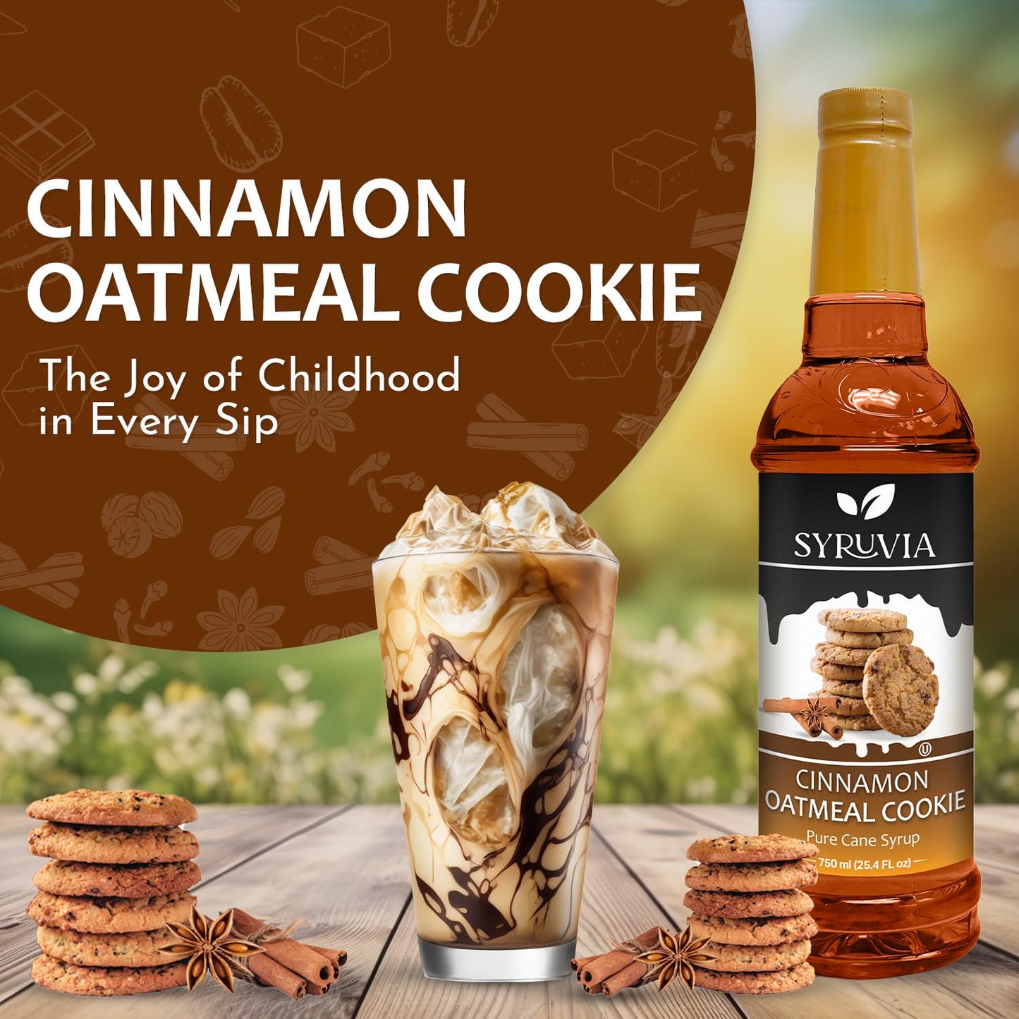 Cinnamon oatmeal cookie syrup, premium coffee syrup, kosher coffee syrups, gluten-free syrup, coffee flavoring syrup