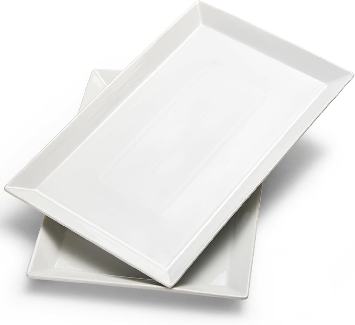 MIECOO Large Porcelain Serving Platters, 18.5"x11.5" Rectangular Trays, White Serving Plates, Party Serving Trays, Wedding Serving Platters