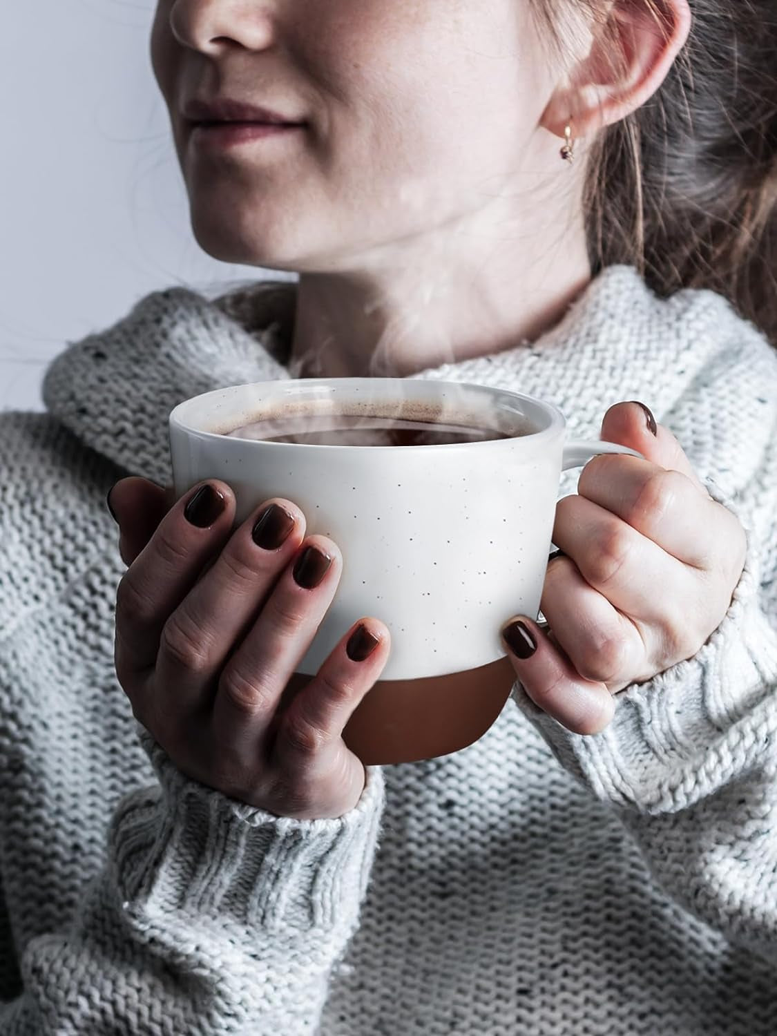 Large ceramic coffee mugs, 18 oz coffee cups, big handle mugs, unique glaze coffee mugs, housewarming gift mugs, porcelain tea cups, rustic design mugs, DOWAN coffee mug set