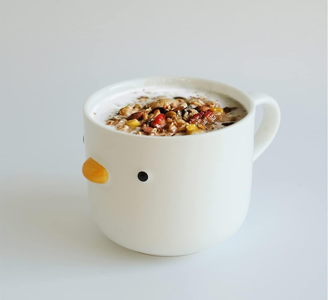 Large breakfast mug, handmade duck cup, ceramic coffee mug, 22 oz oversized cereal cup, creative chick mug, cute gift for family and friends.