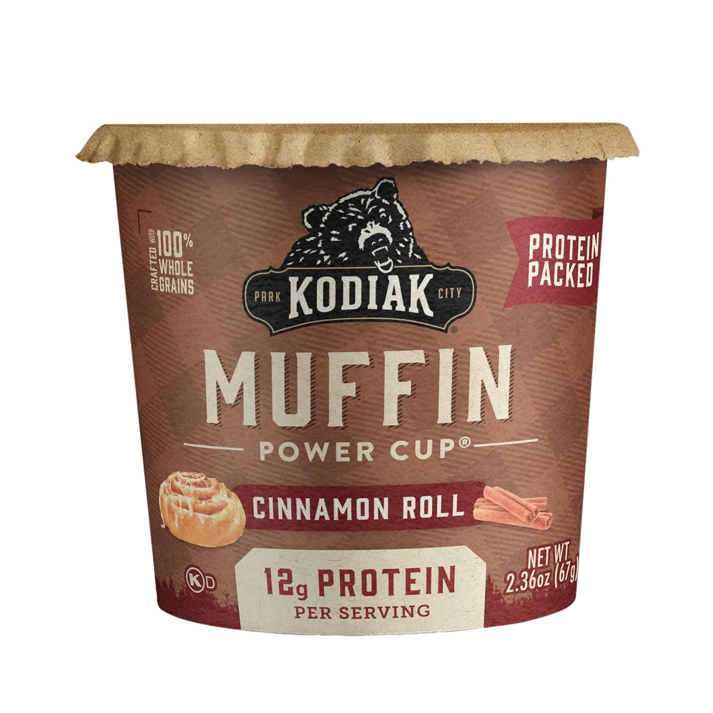 Kodiak Cakes Cinnamon Roll Minute Muffins, High Protein Snack, Ready in One Minute, Non-GMO Ingredients, Whole Grain Muffins, Pack of 12