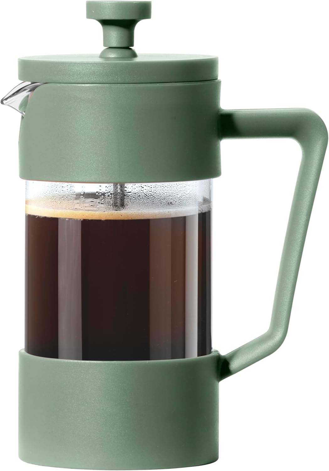 French Press Coffee Maker 12 Oz, Borosilicate Glass Coffee Press, 3 Cup Capacity French Press, Olive French Press, Single Serve Coffee Maker, Heat Resistant Glass Coffee Press, French Press for Tea, Durable French Press Coffee Maker