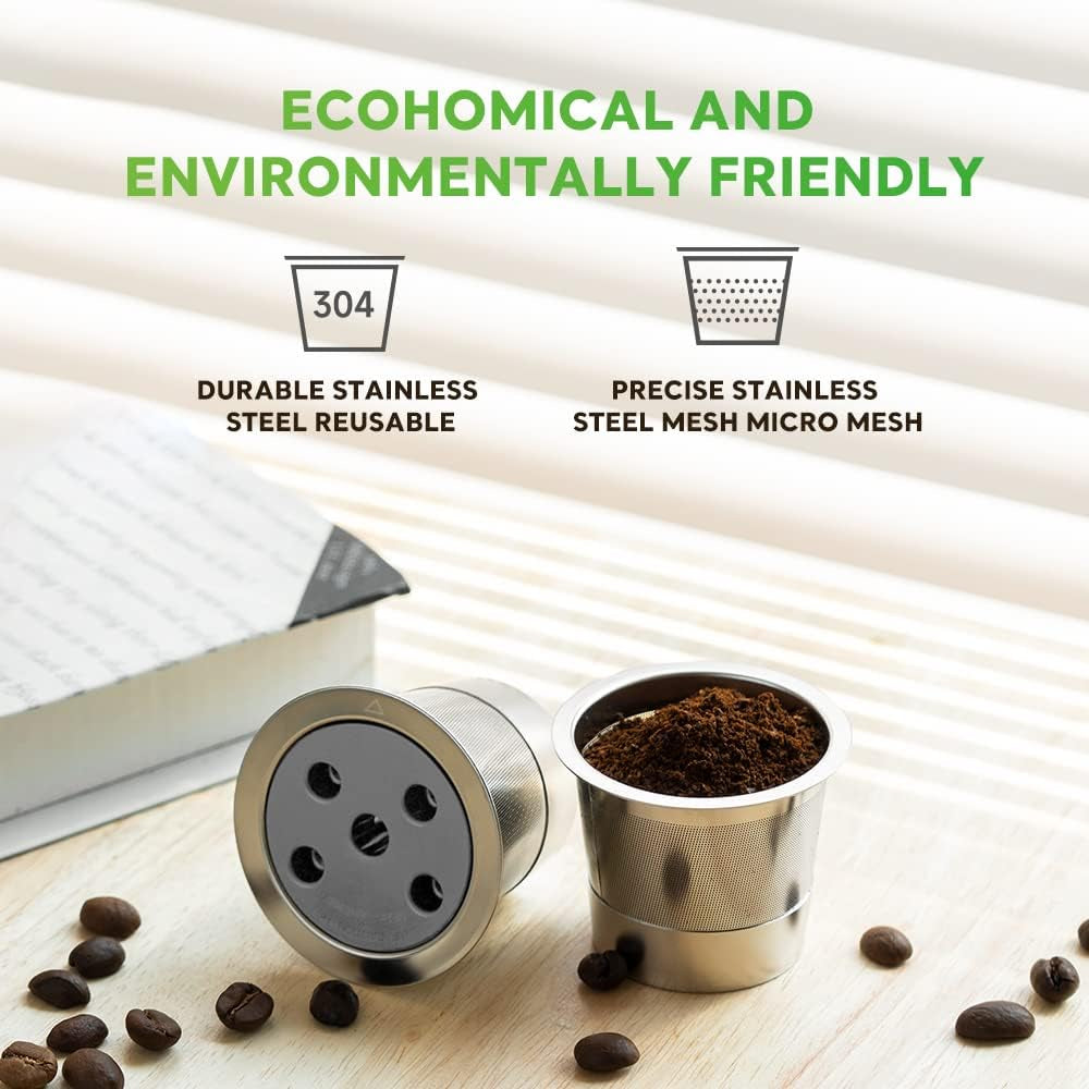 Stainless Steel Reusable K Cups, Keurig Supreme reusable pods, refillable coffee pod filter, eco-friendly K cups, BPA-free coffee pods, dishwasher safe K cup filter, Keurig Supreme accessories