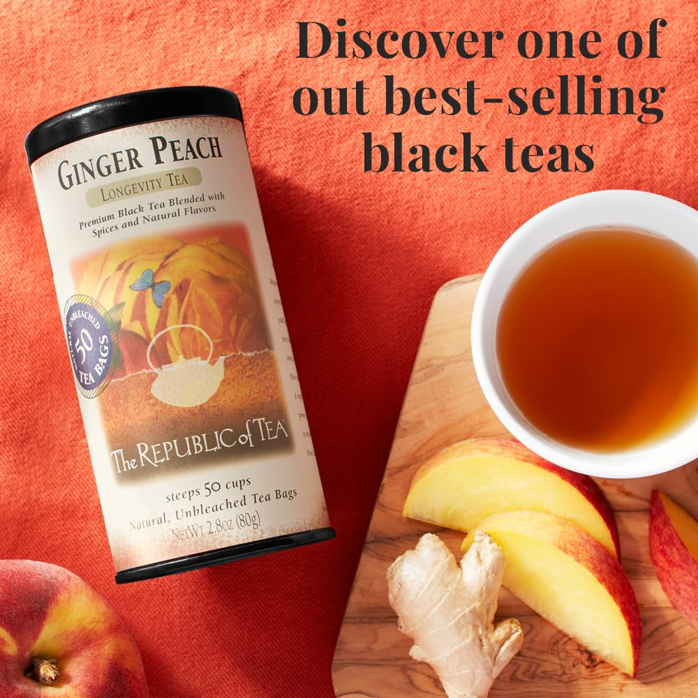 Ginger Peach Black Tea, 50 Count, Caffeinated Tea