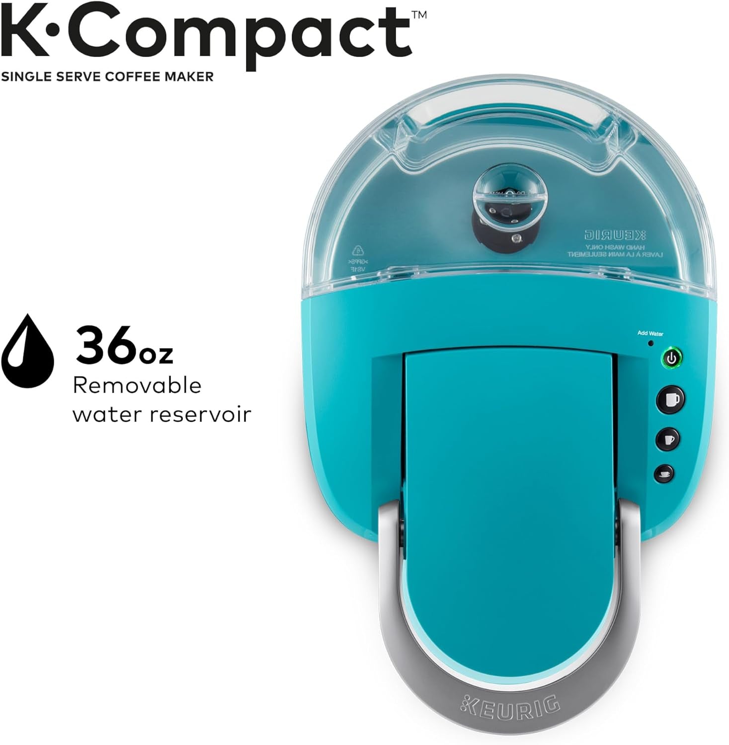  K-Compact Coffee Maker, Single Serve K-Cup Pod Brewer, Turquoise, Compact Coffee Maker, Keurig K-Compact, Single Serve Coffee Brewer