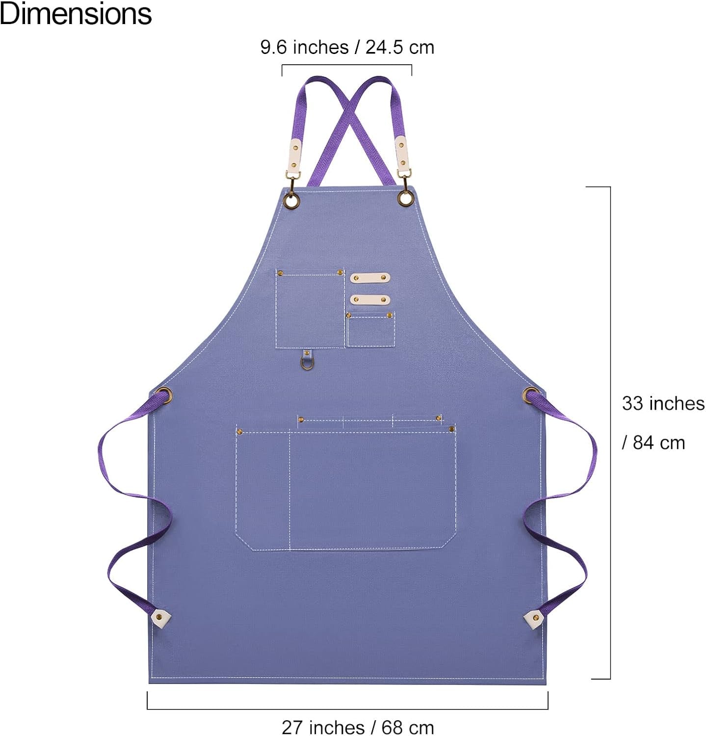 Adjustable Chef Apron, Colorful Cooking Apron, Large Pockets Apron, Purple Apron