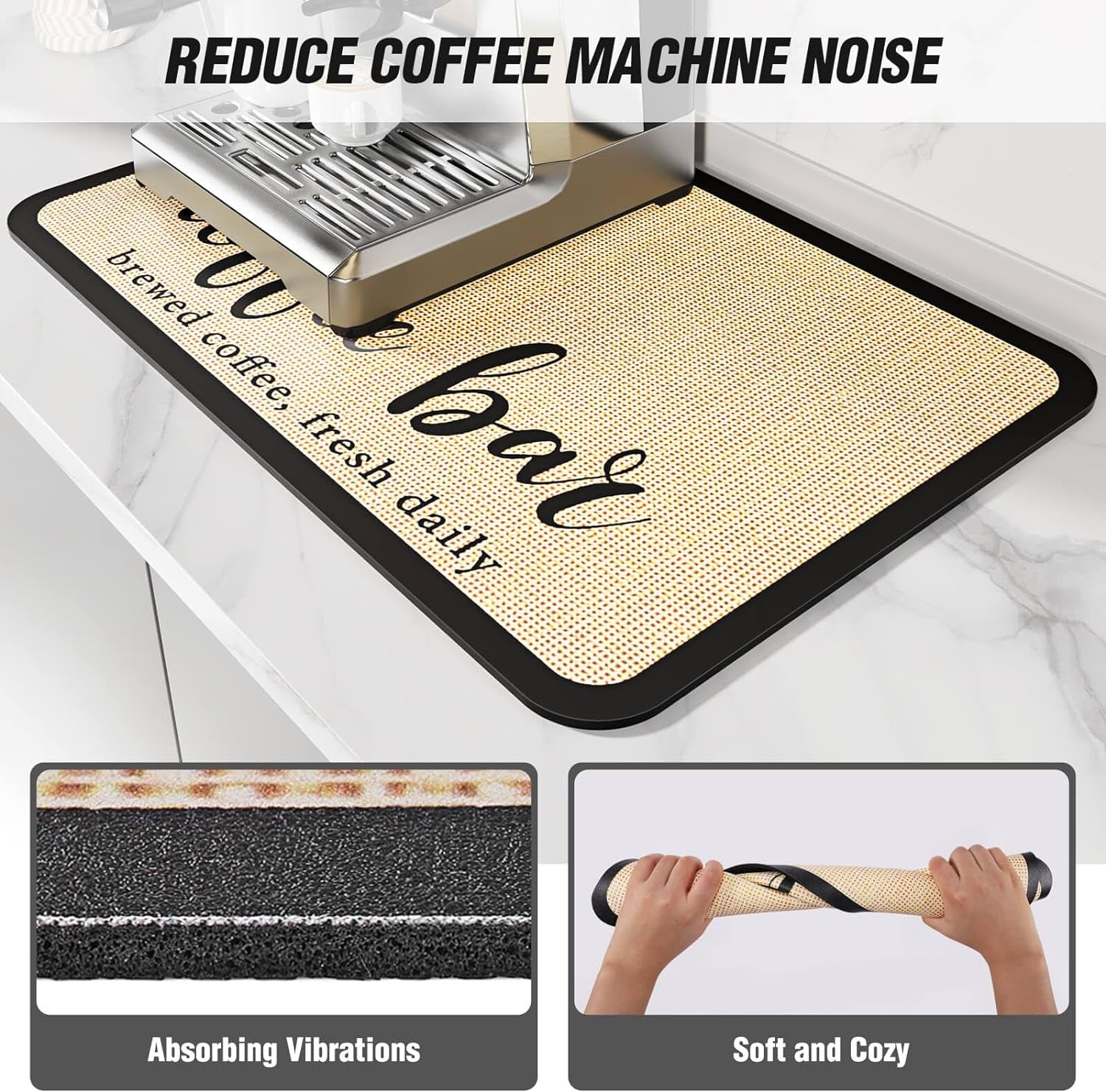 Absorbent coffee mat, waterproof coffee mat, coffee machine mat, non-slip coffee mat, espresso machine mat