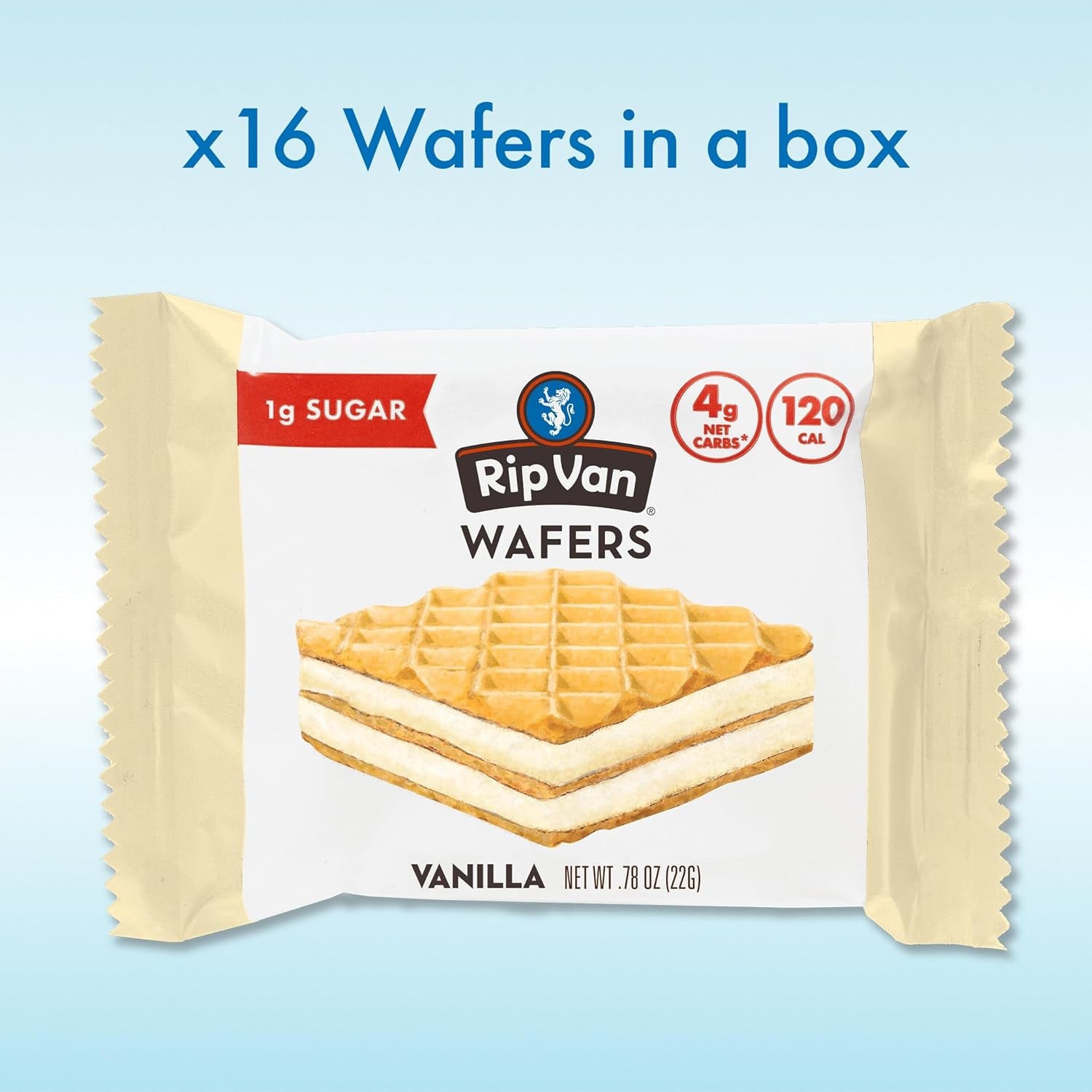 Keto Vanilla Wafer Cookies, Non-GMO Healthy Snacks, Low Carb & Low Sugar Wafer, Low Calorie Vegan Cookies, 16 Count