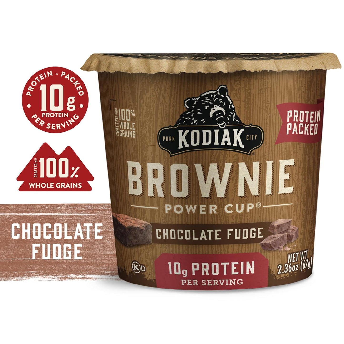 Kodiak Cakes Chocolate Fudge Brownie in a Cup, High Protein Brownie, Ready in One Minute, Non-GMO Ingredients, Whole Grain Brownie, Pack of 12