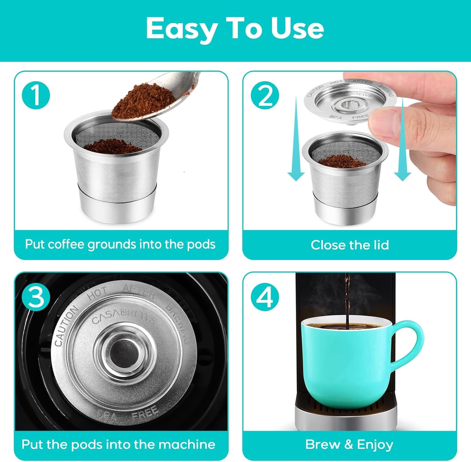 Reusable K Cups for Keurig coffee makers, Universal Stainless Steel K-Cup Coffee Filters, Eco-friendly BPA-free reusable coffee pods