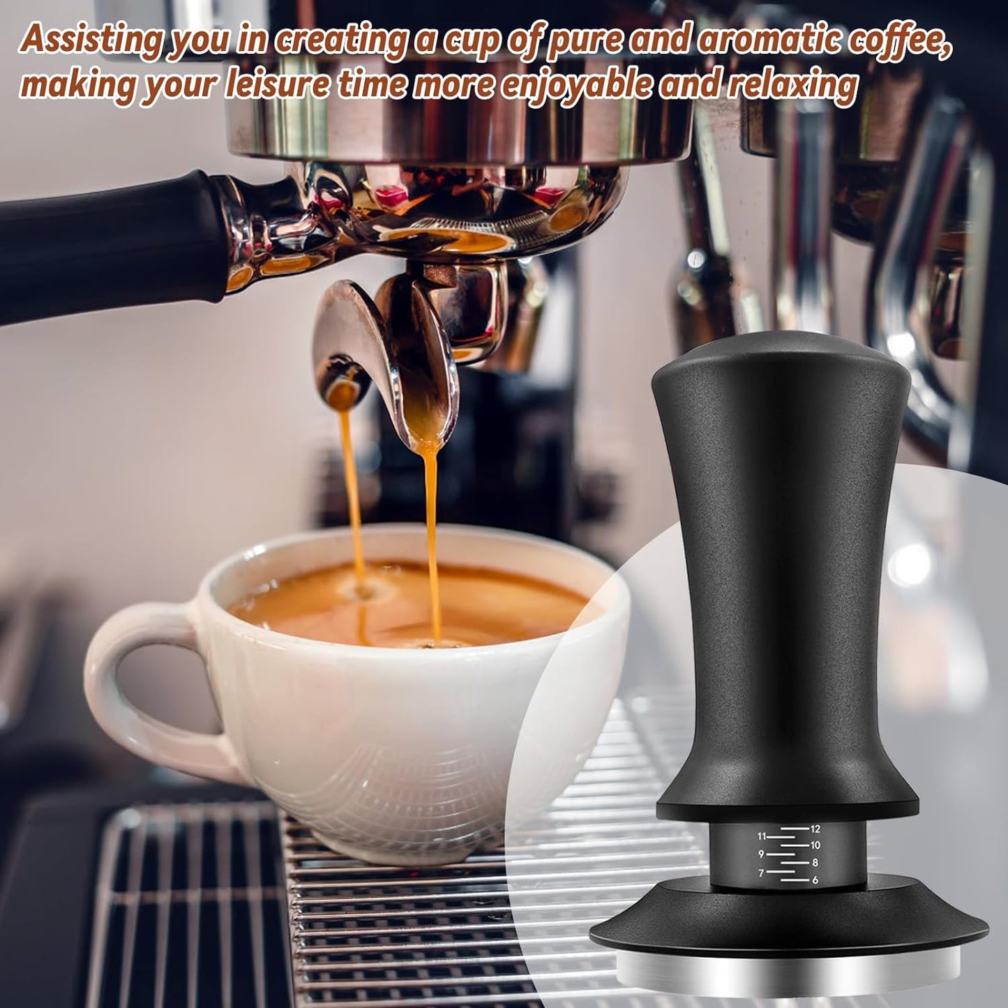 Espresso Tamper, Coffee Tamper with WDT Tool, Stainless Steel Coffee Tamper, 51mm Espresso Tamper, Coffee Tamper with Silicone Mat