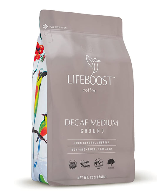 Lifeboost Light Roast Ground Coffee, Low Acid Coffee, Single Origin Coffee, USDA Organic Ground Coffee, Non-GMO Ground Coffee, Mycotoxin-Free Coffee, 12oz Coffee