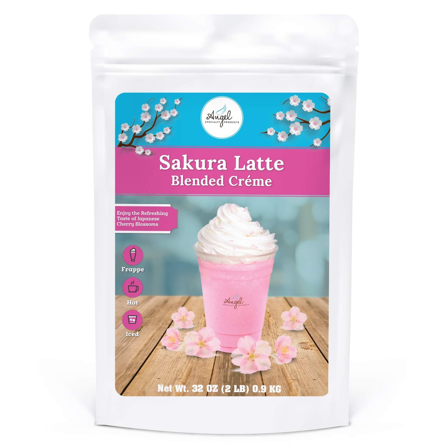 Sakura Latte Blended Crème, 2 LB, Japanese Cherry Blossom, Instant Powder Mix, 22 Servings