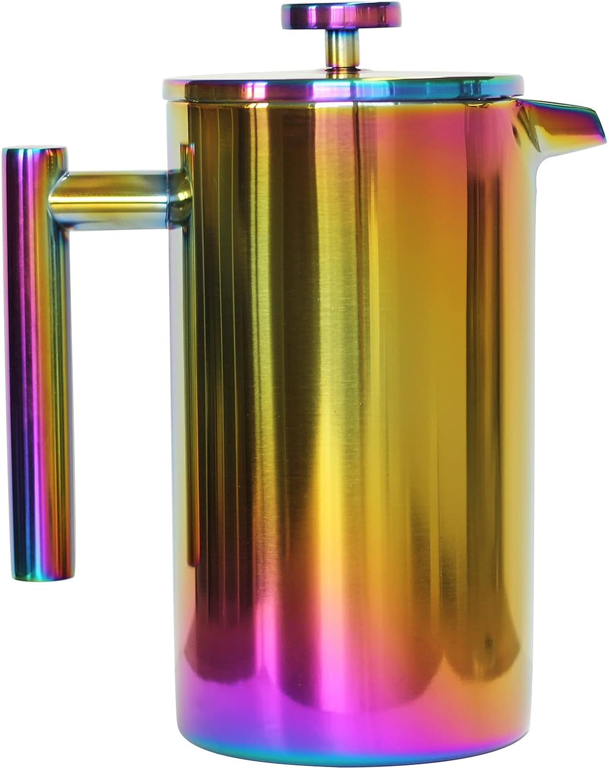 Rainbow Stainless Steel French Press Coffee Maker, Double Walled Coffee Press, 34 Oz French Press, Durable French Press with 3-Layer Filter, Large Capacity Coffee Press