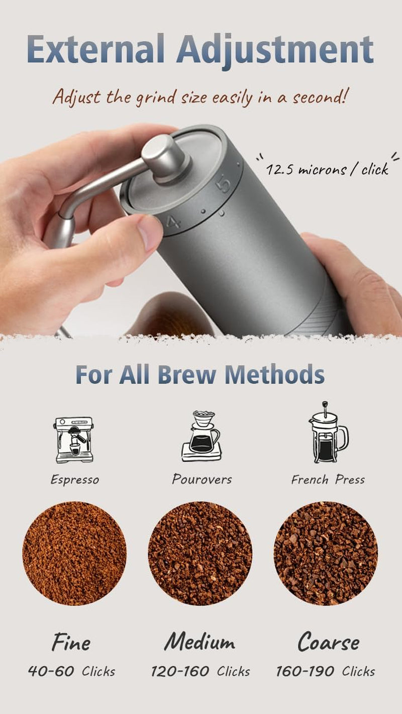 X-Ultra Manual Coffee Grinder, stainless steel burr coffee grinder, portable manual coffee grinder, innovative coffee grinder, adjustable grind settings coffee grinder, easy to clean manual coffee grinder, heptagonal burr coffee grinder, high-quality coffee grinder, compact coffee grinder, manual coffee grinder for pour-over