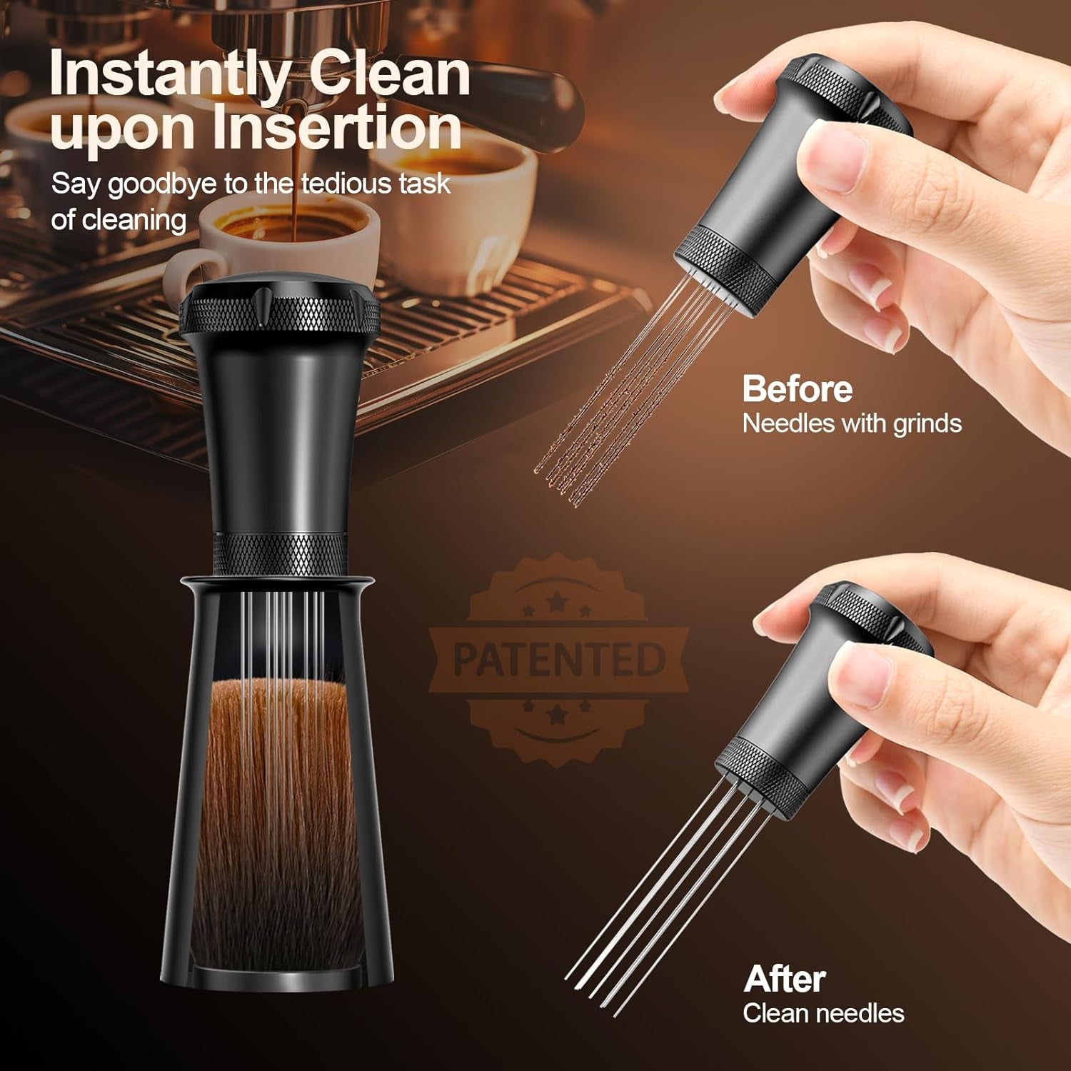 WDT Espresso Tool, Espresso Distribution Tool, Coffee Clump Breaker, Built-In Cleaning Brush, Aluminum Espresso Stirrer