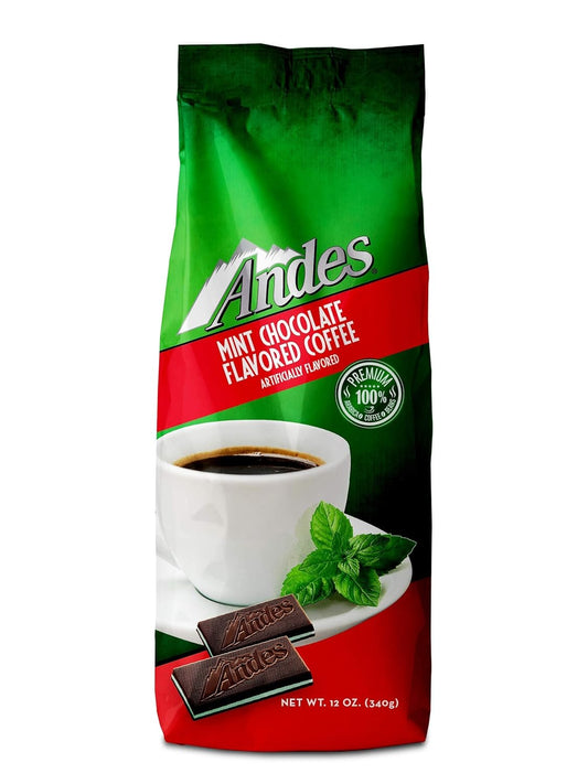 Chocolate Mint Flavored Ground Coffee Bag, 12 Oz, Premium Arabica, Andes