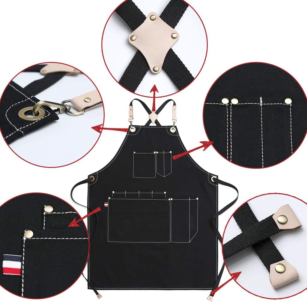 Durable Tool Apron with Cross-Back Straps for Men and Women