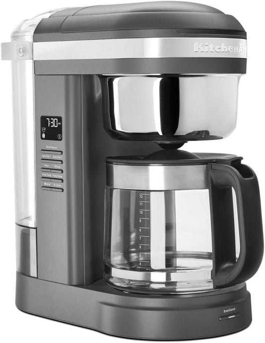 Drip Coffee Maker, 12 Cup Coffee Machine, Matte Grey Coffee Maker, Programmable Coffee Maker, Coffee Machine with Spiral Showerhead