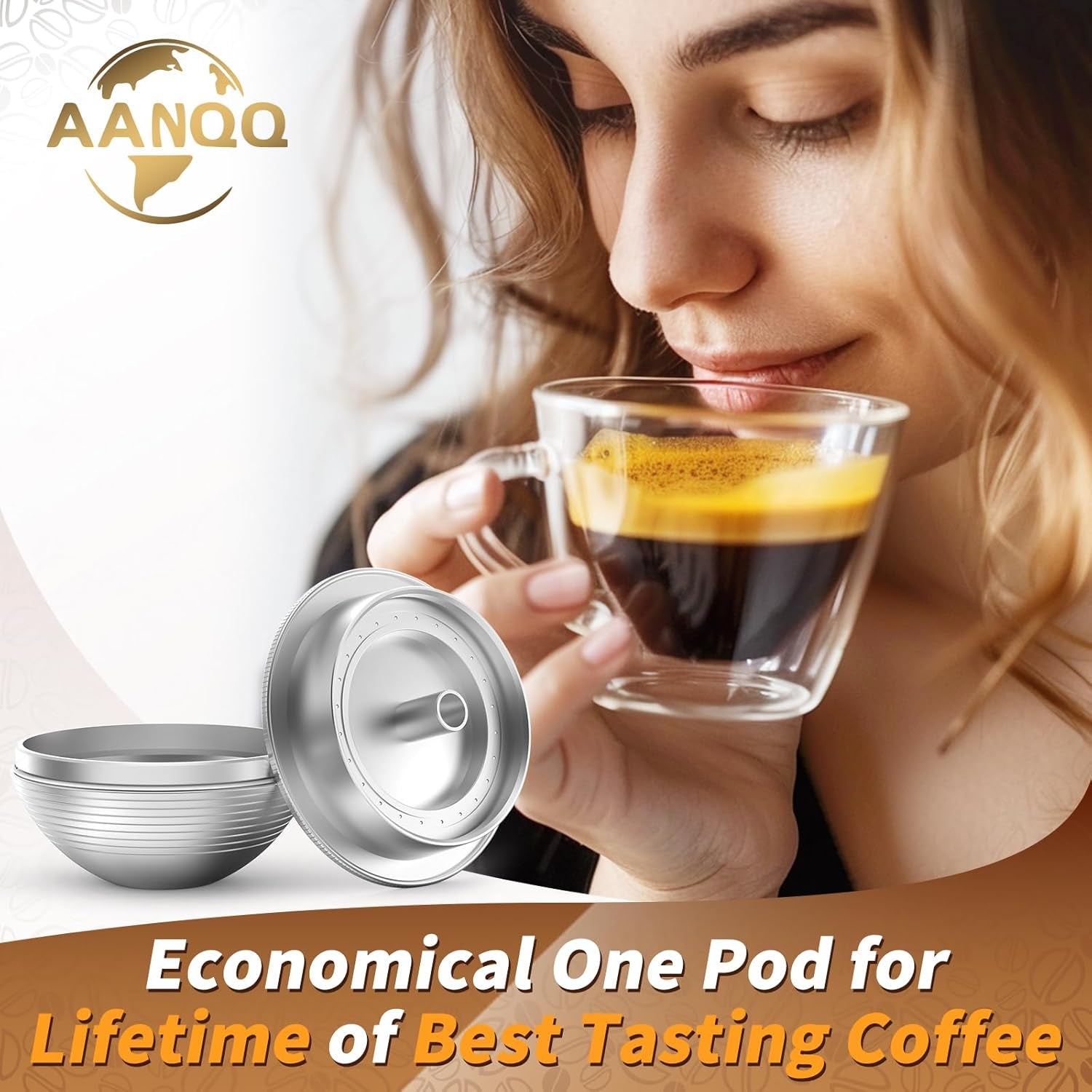 Reusable Vertuo Pods, Refillable Coffee Capsules, Vertuoline Machine Pods, 2.4Oz Double Espresso Cup, Eco-Friendly Coffee Pods, Pfoa-Free