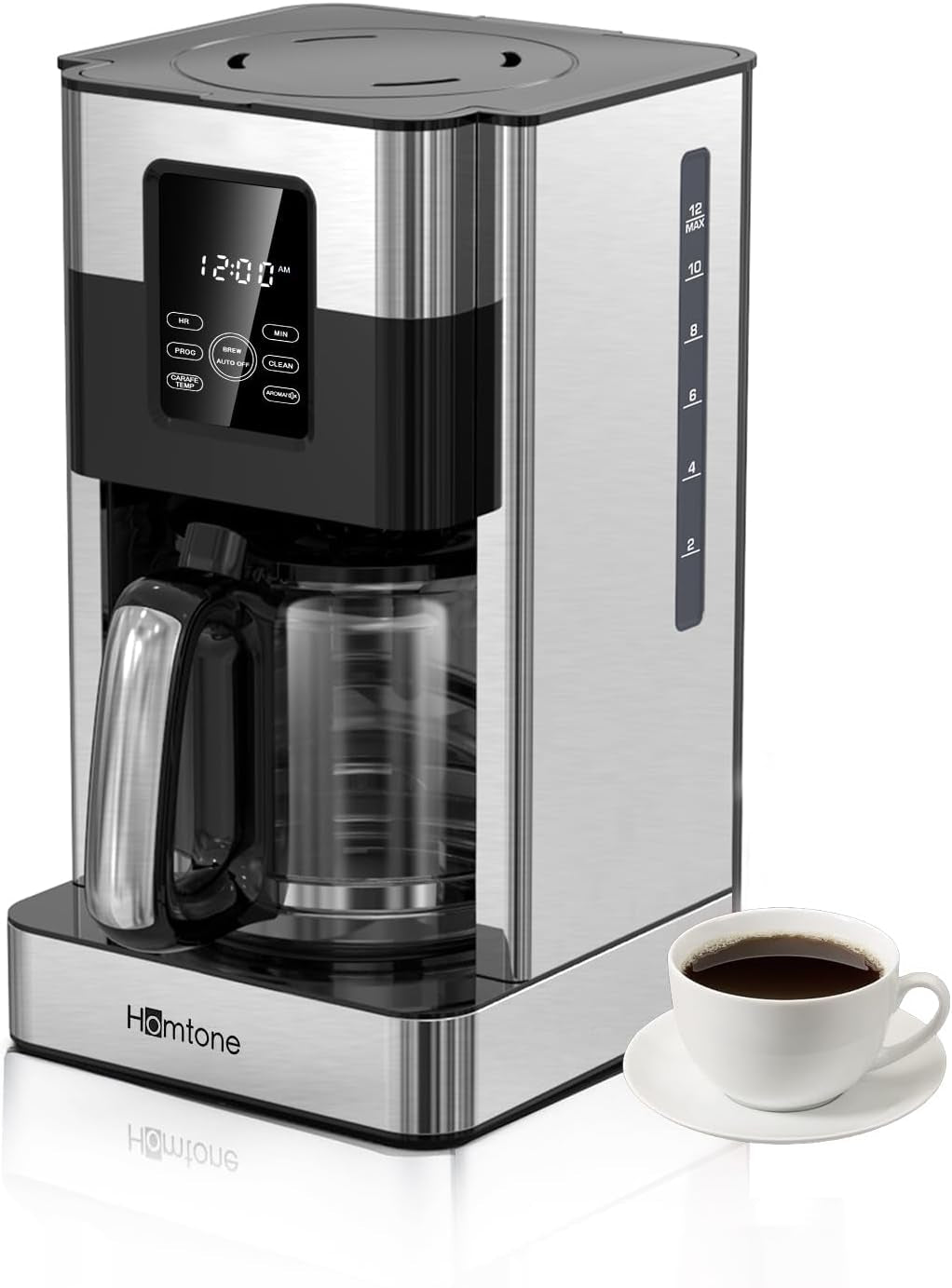 Programmable coffee maker, 12 cup coffee machine, stainless steel coffee maker, LCD touch screen coffee maker, anti-drip coffee machine