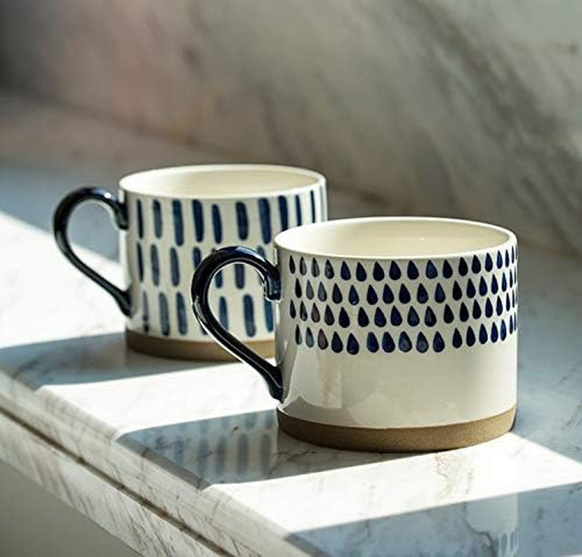 Set of 4 hand-painted porcelain ceramic mugs, each holding 15 oz, ideal for coffee, tea, or soup. Microwave, dishwasher, freezer, and oven safe, made from non-toxic materials, perfect for gifting or everyday use.