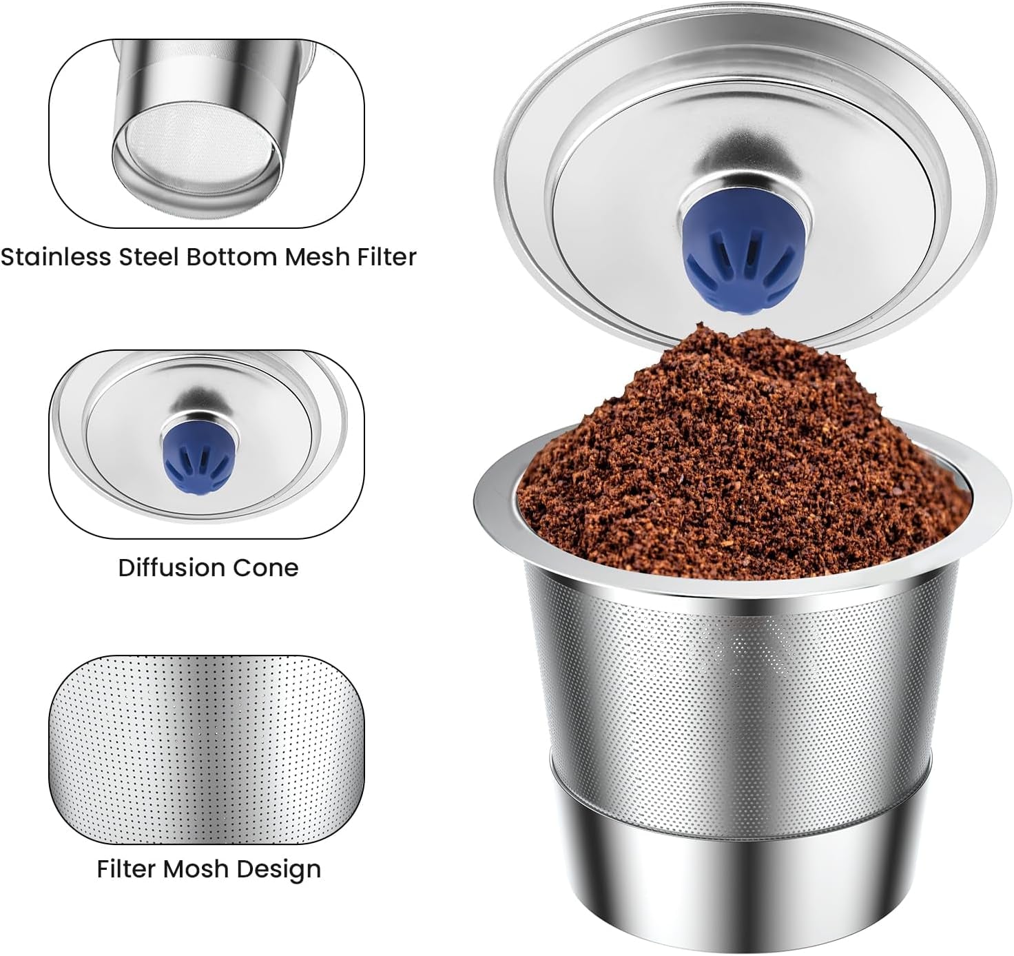 Reusable K Cups, Stainless Steel Coffee Pods, Keurig Compatible Filters, Eco-Friendly Coffee Pods, Durable K Cup Filters