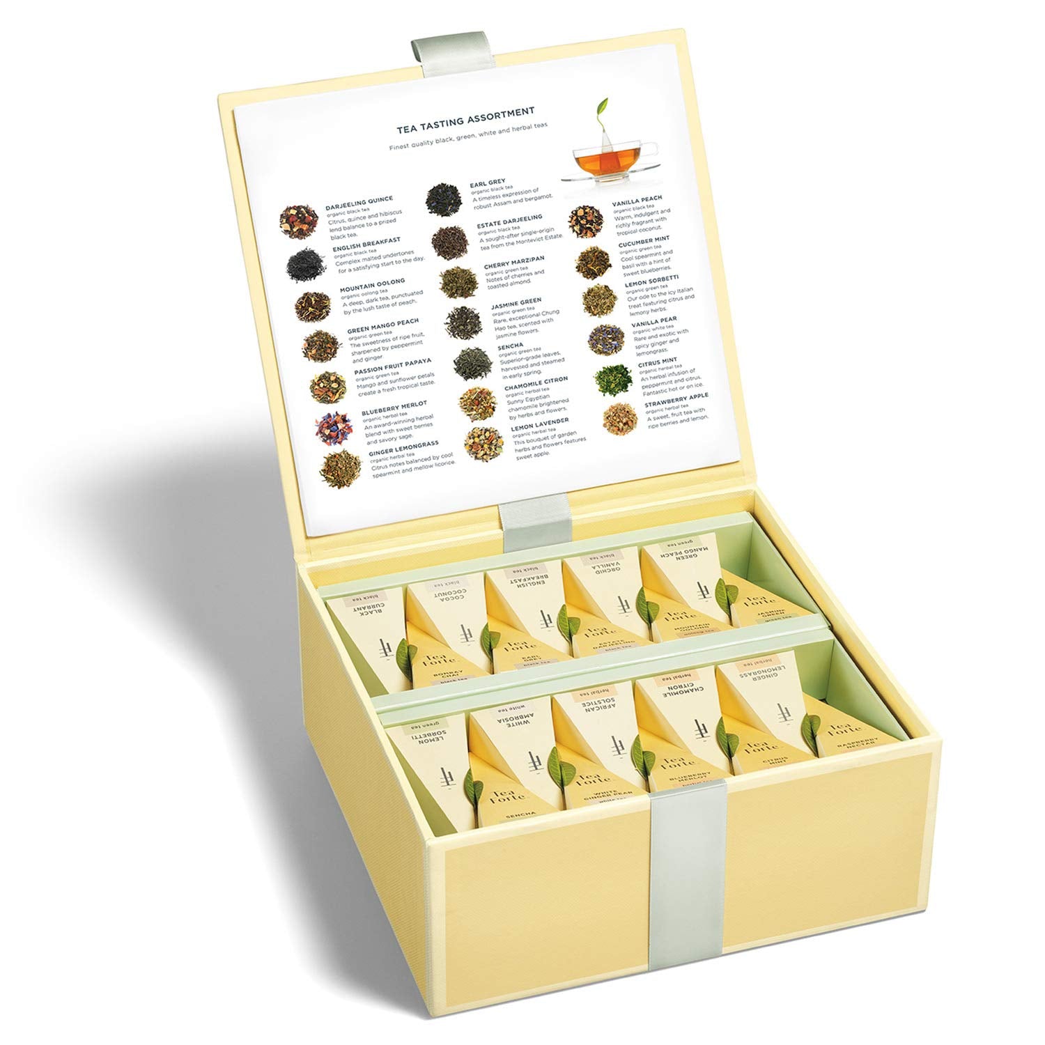 Tea Chest, Handcrafted Pyramid Tea Infusers, Tea Forte Tasting Assortment, Premium Gourmet Tea, Tea Gift Set, Assorted Tea Blends, Elegant Tea Presentation