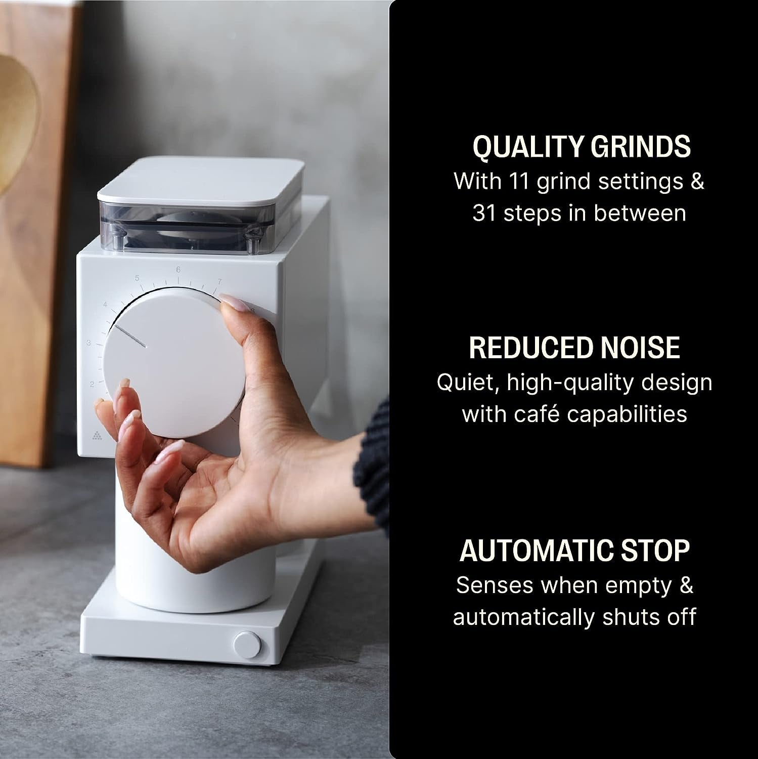 Ode Brew Grinder Matte White, 31 Settings Coffee Grinder, Fellow Ode Brew Grinder, Precision Grind Quality Coffee Grinder, Home Coffee Grinder for Drip, French Press & Cold Brew, Professional-Grade Coffee Grinder, Quiet Home Coffee Grinder, Single Dose Hopper Coffee Grinder, Barista Coffee Grinder for Home