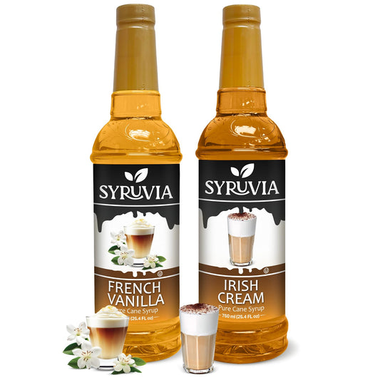 Coffee syrup variety pack, French Vanilla syrup, Irish Cream syrup, coffee flavoring syrup, 25.4 oz coffee syrup bottles, premium coffee syrup