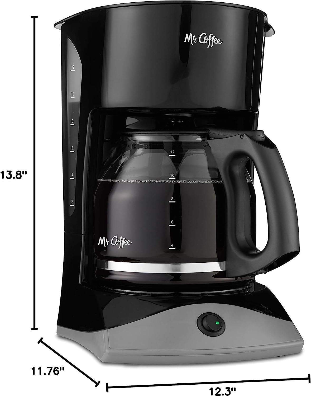  Black Coffee Maker, 12 Cups Coffee Machine, Auto Pause Coffee Maker, Mr. Coffee Black Coffee Maker, Glass Carafe Coffee Maker