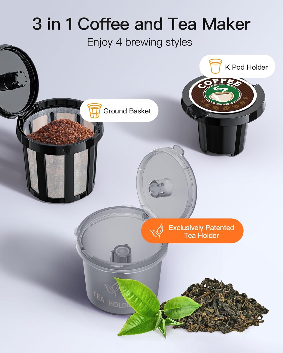 3-in-1 Coffee Maker, Single Serve Coffee Machine, K-Cup Brewer, Hot and Iced Coffee Maker, Compact Coffee Maker