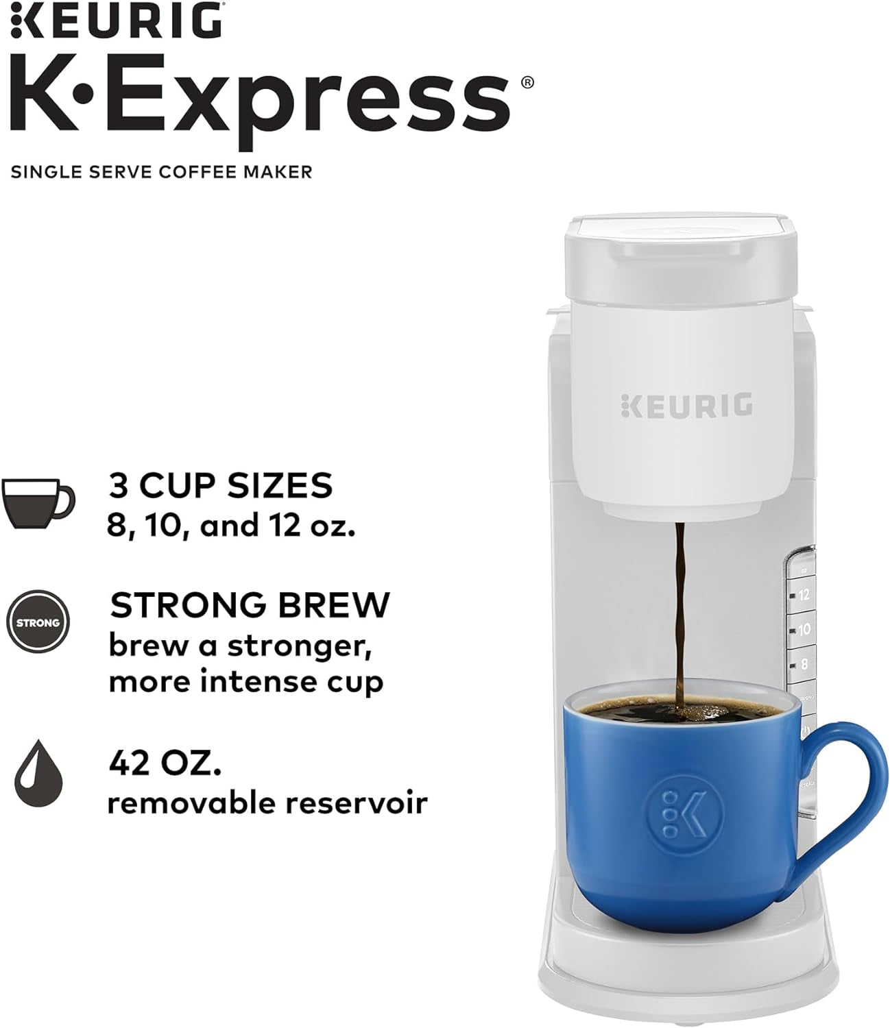 K-Express Coffee Maker, Single Serve Coffee Brewer, Keurig K-Cup Pod Brewer, Warm Stone Coffee Machine, Travel Mug Friendly Coffee Maker