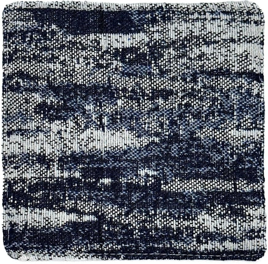 Wave and Vintage Denim Coasters, Stylish Gradient Print Fabric Drink Coasters, Dual-Sided Durable Coasters, Indigo Fabric Coasters