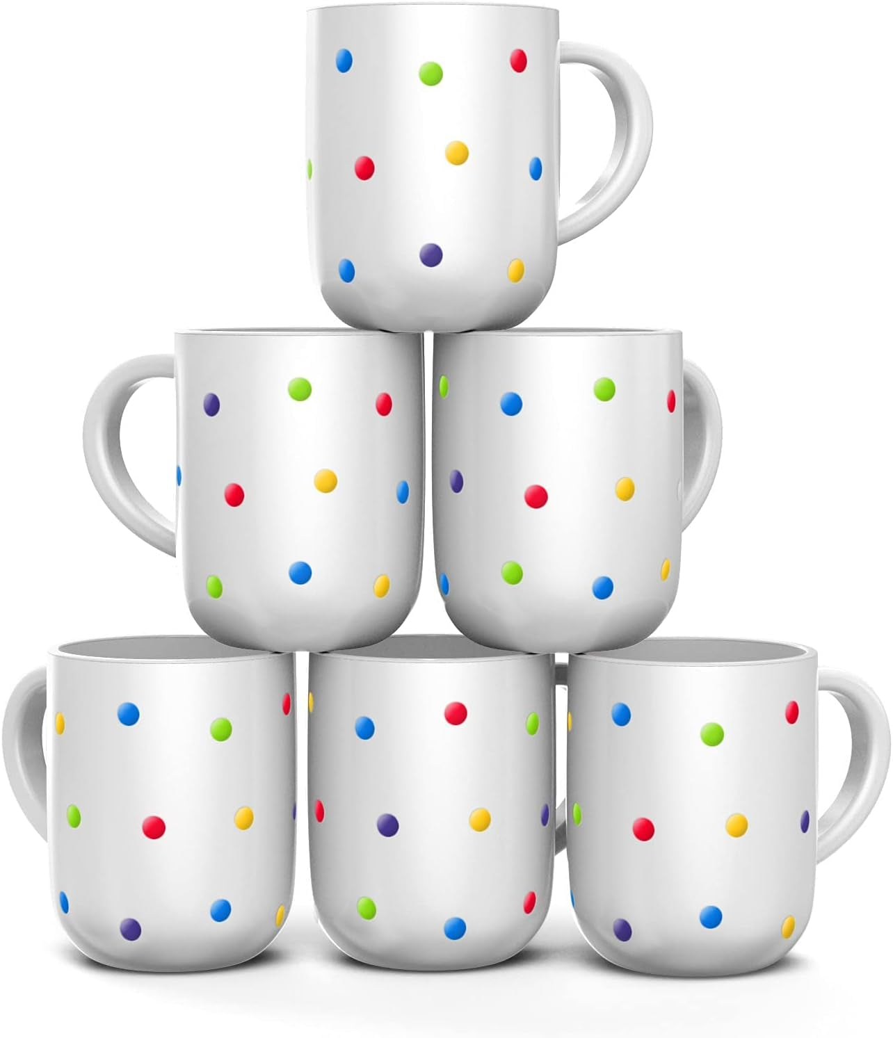 Ceramic coffee mugs, 16 oz coffee cups, white polka dot mugs, large coffee mugs, dishwasher safe mugs, microwave safe mugs, stoneware ceramic mugs, coffee mugs set, polka dot design mugs, durable coffee cups