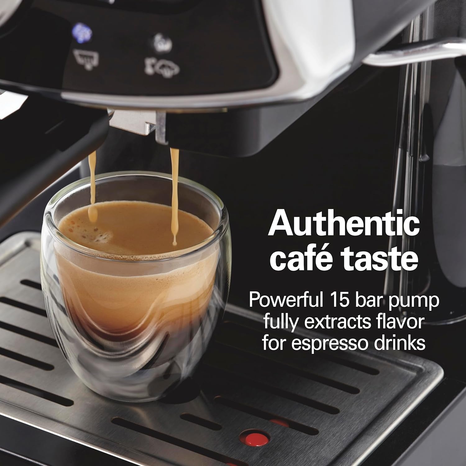 Slide & Lock Espresso Machine, 15 Bar Pump Espresso Maker, Milk Frother Steam Wand, Compact Retro Espresso Machine, Two Spout Espresso Maker